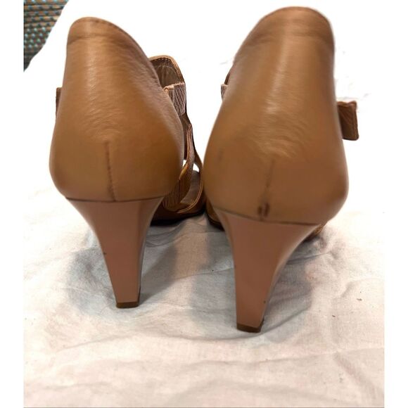 Nurture Women's Leather Peep Toe Pamina Heeled Sandals Tan Size 9M - Picture 4 of 6